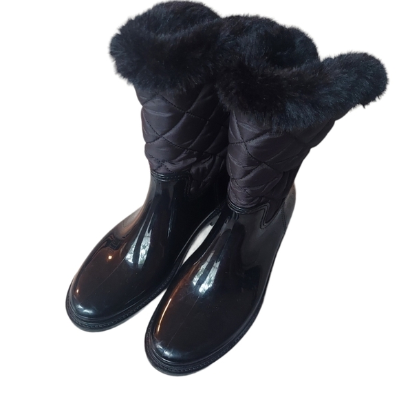 10 Kate Spade black furry boots - Picture 1 of 9